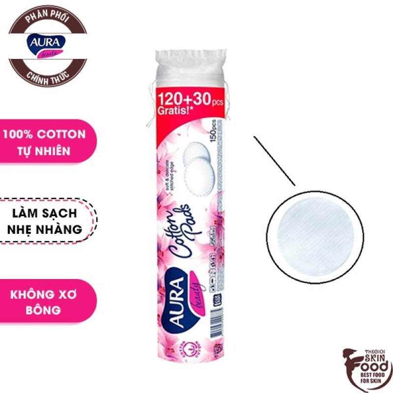 Bông Tẩy Trang Aura Beauty Cotton Pads 150 Miếng nhập khẩu