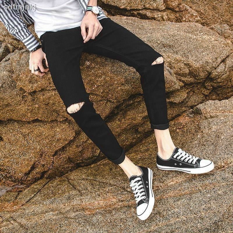 [HCM]quần jean rách gối co giản vá sịn sò cá tính