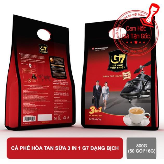 [Date:2021]Cà phê hòa tan sữa 3in1 G7 bịch (50 gói x 16g)