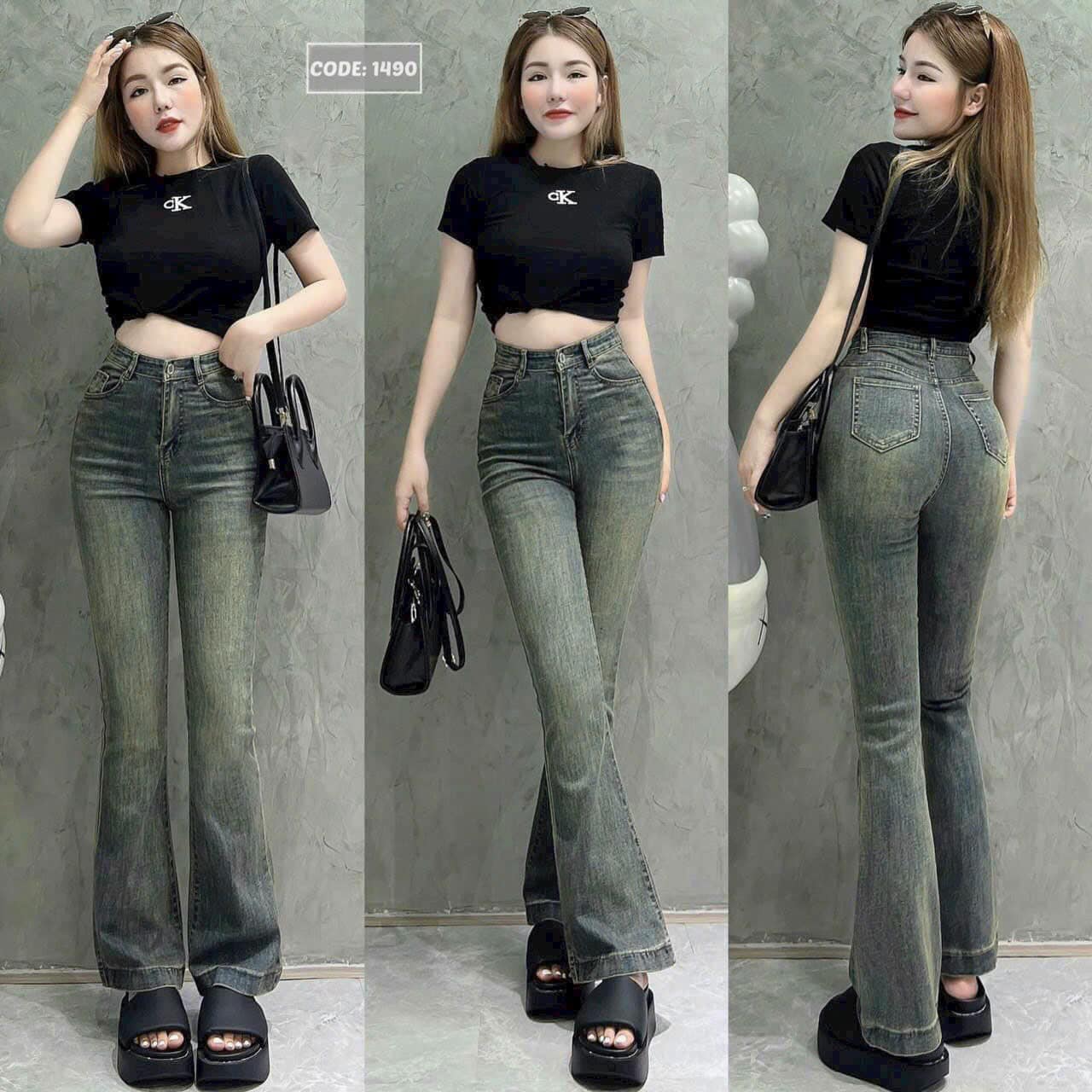 Quần jeans bass loe lỡ nữ nàng closet