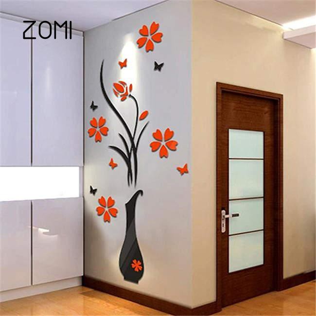 Chậu Hoa Mica 3D Dán Tường - DIY Trang Trí Nội Thất
