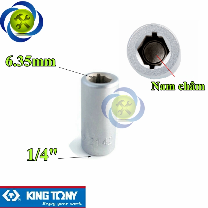 Đầu chuyển 1/4 sang bắn vít 6.35mm kingtony 2142 có nam châm dài 25mm