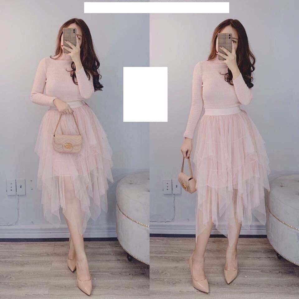 Chân váy lưới kiểu xòe tầng cực xinh