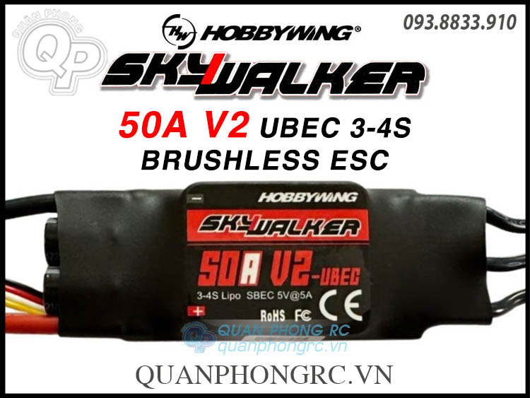 Điều tốc hobbywing skywalker 50a bec 5a 2-4s