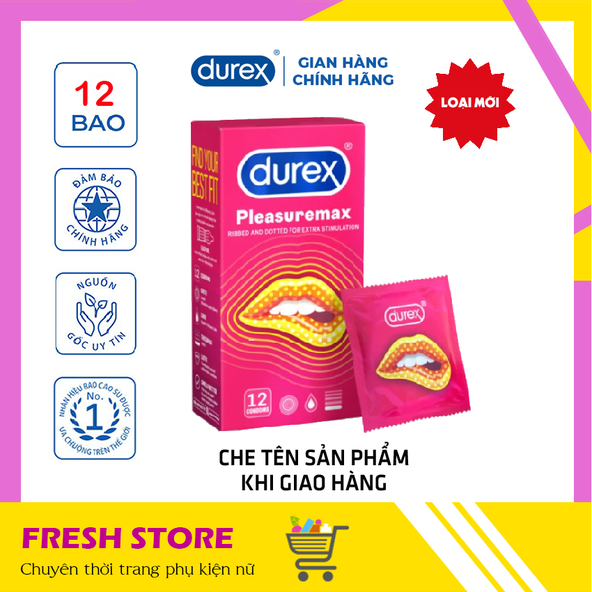 [DUREX CHÍNH HÃNG] Bao Cao Su Durex DU3 Fetherlite Ultima Kingtex Jeans Naughty Performa Chocolate Sensual Strawberry Invisible Extra Pleasuremax Có Gai Vị Dâu Vị Chocolate Hộp 12 3 Chiếc Chính Hãng - FRESHSTORE
