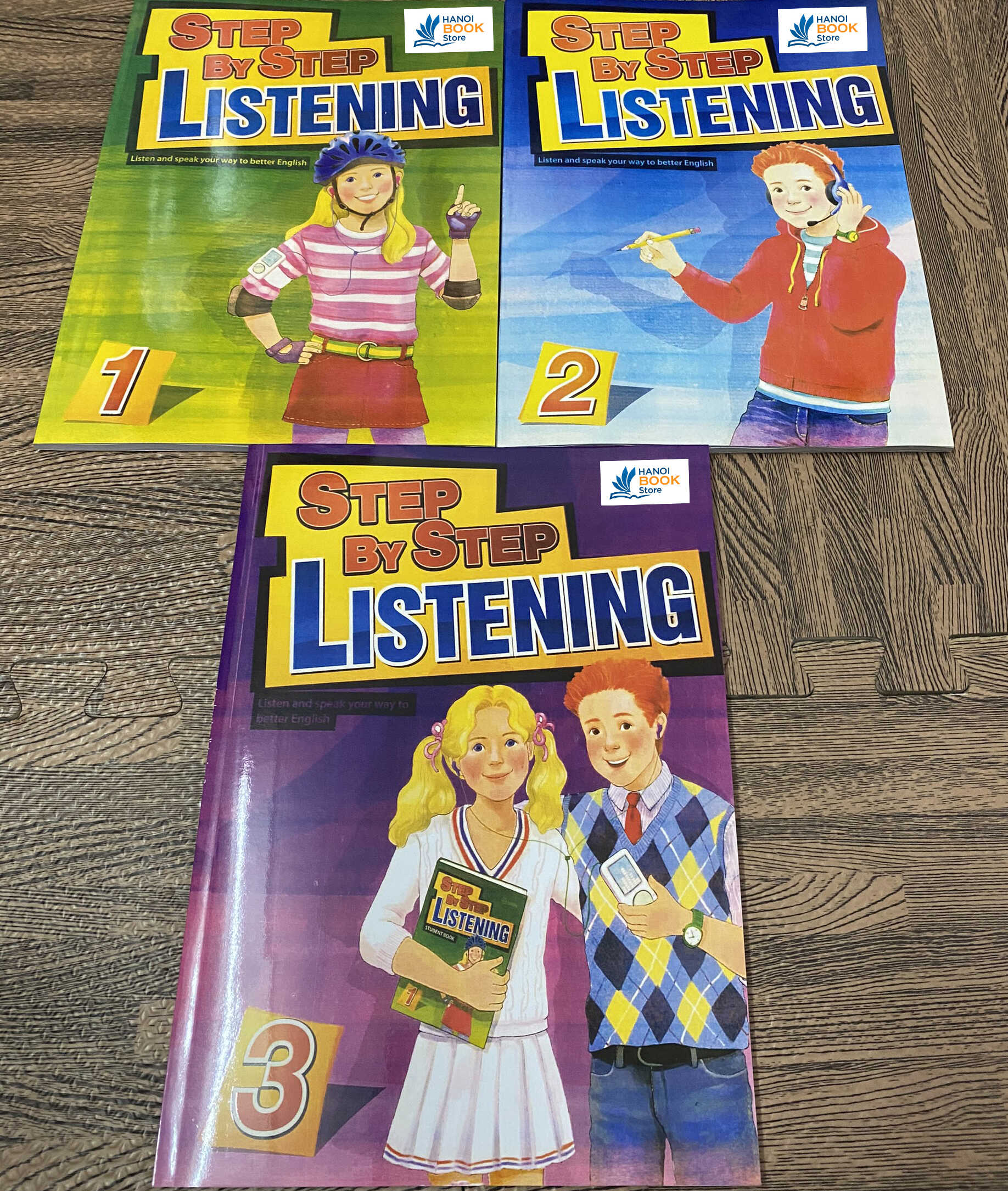 Step by step listening 1,2,3 sách màu