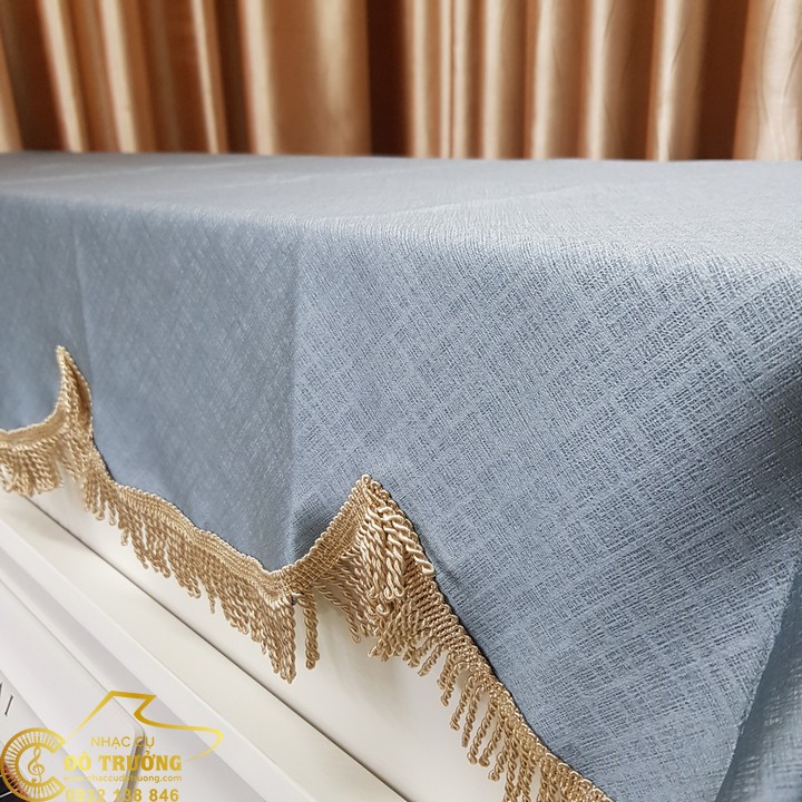 Khăn Phủ đàn piano cơ màu xanh vải cao cấp