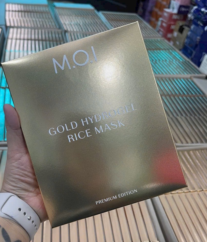 MẶT NẠ GẠO GOLD HYDROGEL RICE MASK M.O.I HỒ NGỌC HÀ (HỘP 3 MIẾNG)