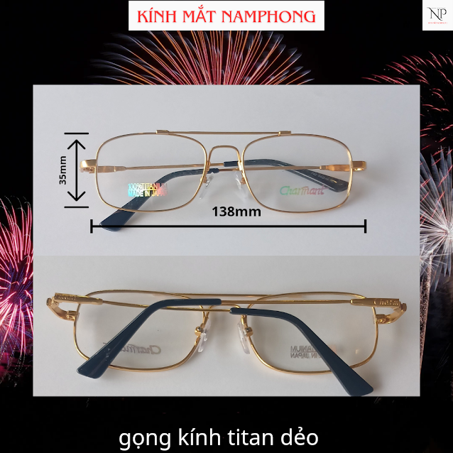 Gọng  kính dẻo[charmant ]titanium 2 cầu