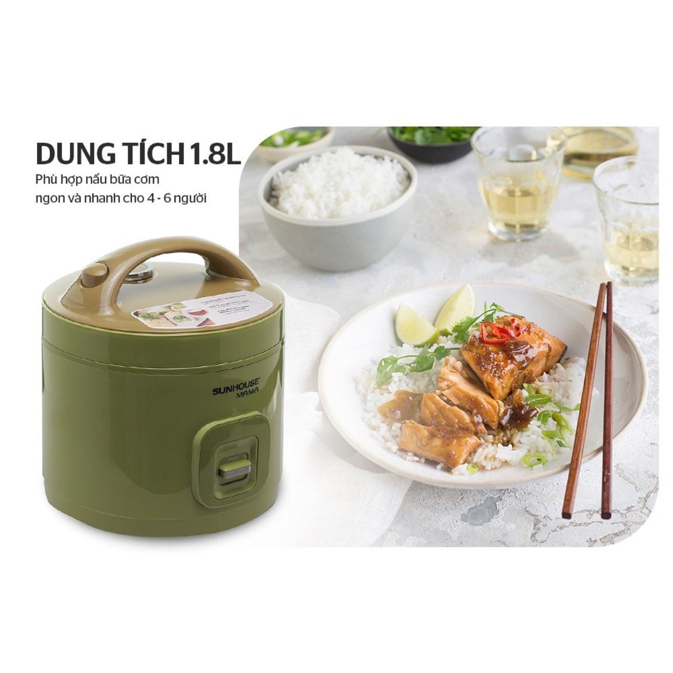 nồi cơm điện sunhouse 1.8 lít