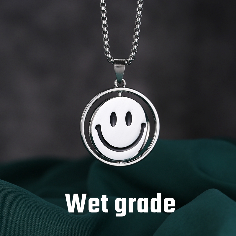 BAC Titanium Steel Necklace Men's Hip Hop Smiling Face Crying Face Rotatable Pendant