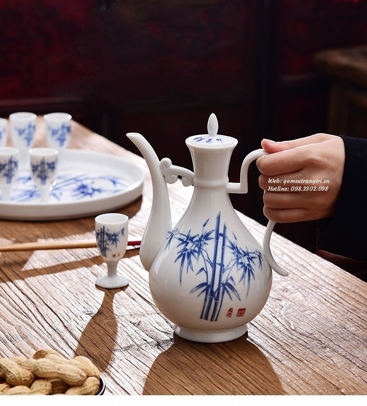 BỘ BÌNH RƯỢU CÓ KHAY SỨ