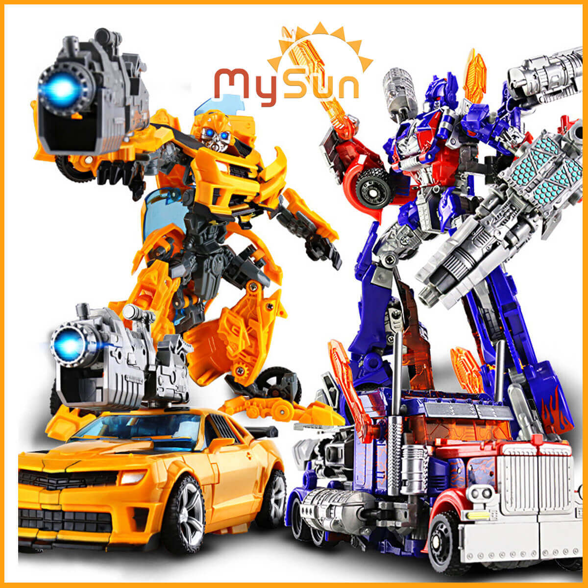 Robot người máy biến hình xe ô tô Transformer Optimus Prime, Bumblebee đồ chơi mô hình MySun