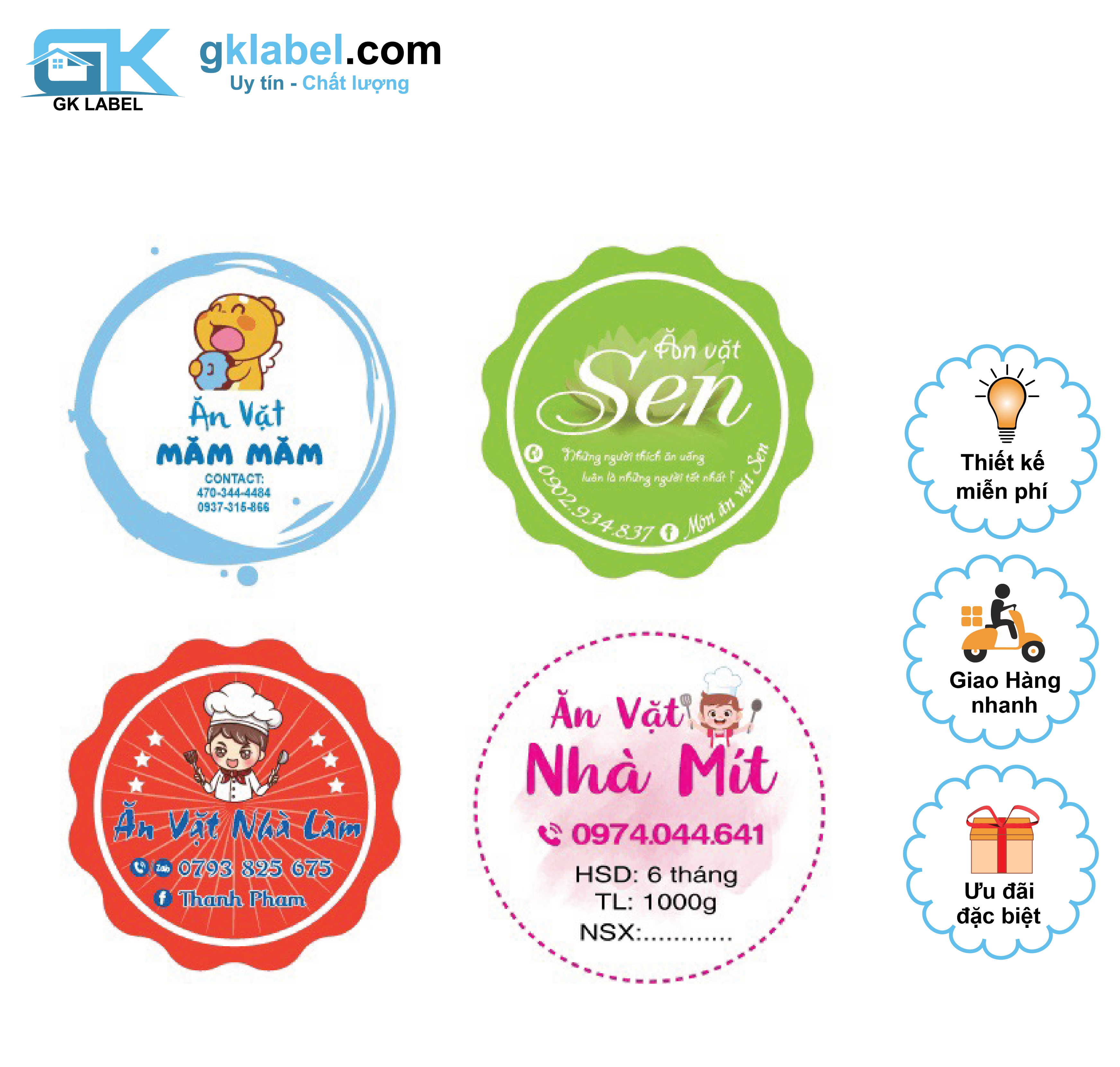 In tem nhãn decal, sticker, logo , CHỐNG NƯỚC => MIỄN PHÍ THIẾT KẾ
