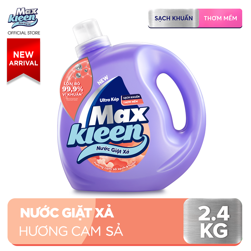 [HCM]Chai Nước Giặt Xả Maxkleen Hương Cam Sả Sạch Khuẩn (2.4kg)
