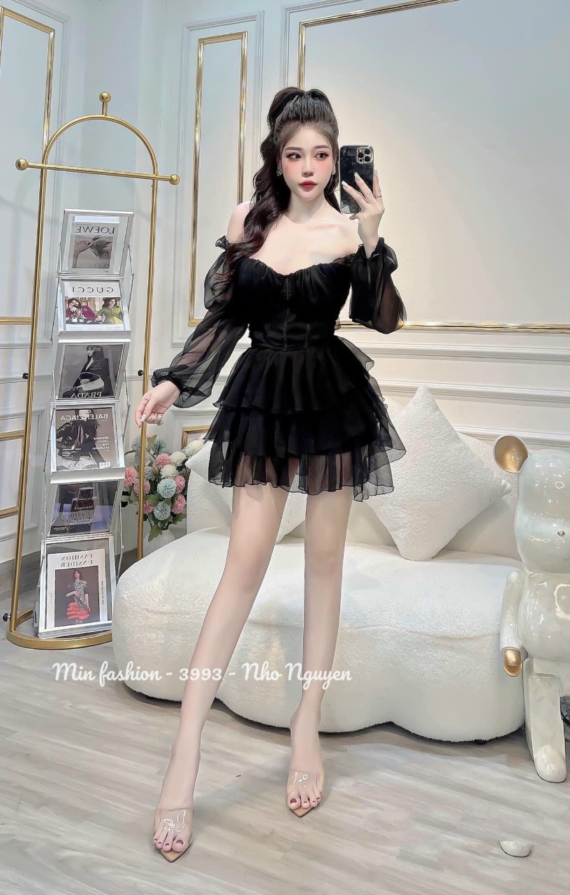 Đầm voan tầng có mút-QH