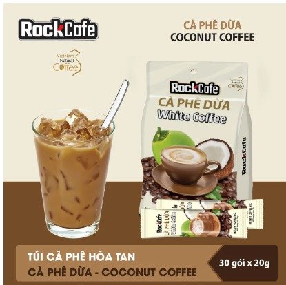 RockCafe - Cà phê dừa túi 600g(30 gói x 20g)