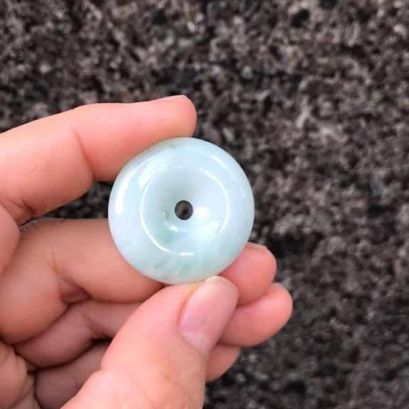 [HCM]Đồng điếu ngọc cẩm thạch Jade A trắng lý xanh- tặng kèm dây đeo