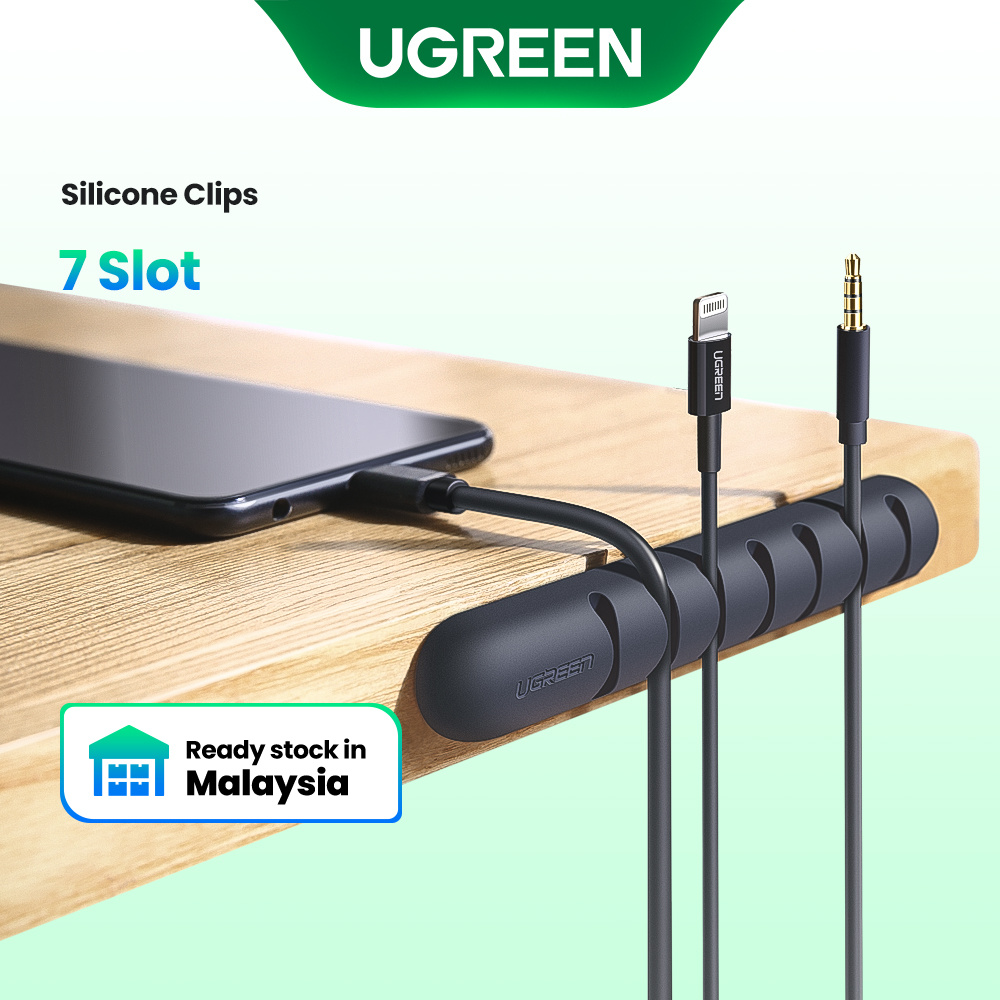 UGREEN 7 Clips Cable Organizer Silicone USB Cable Winder Flexible Cable Management Clips Cable Holder for Mouse Headphone Earphone