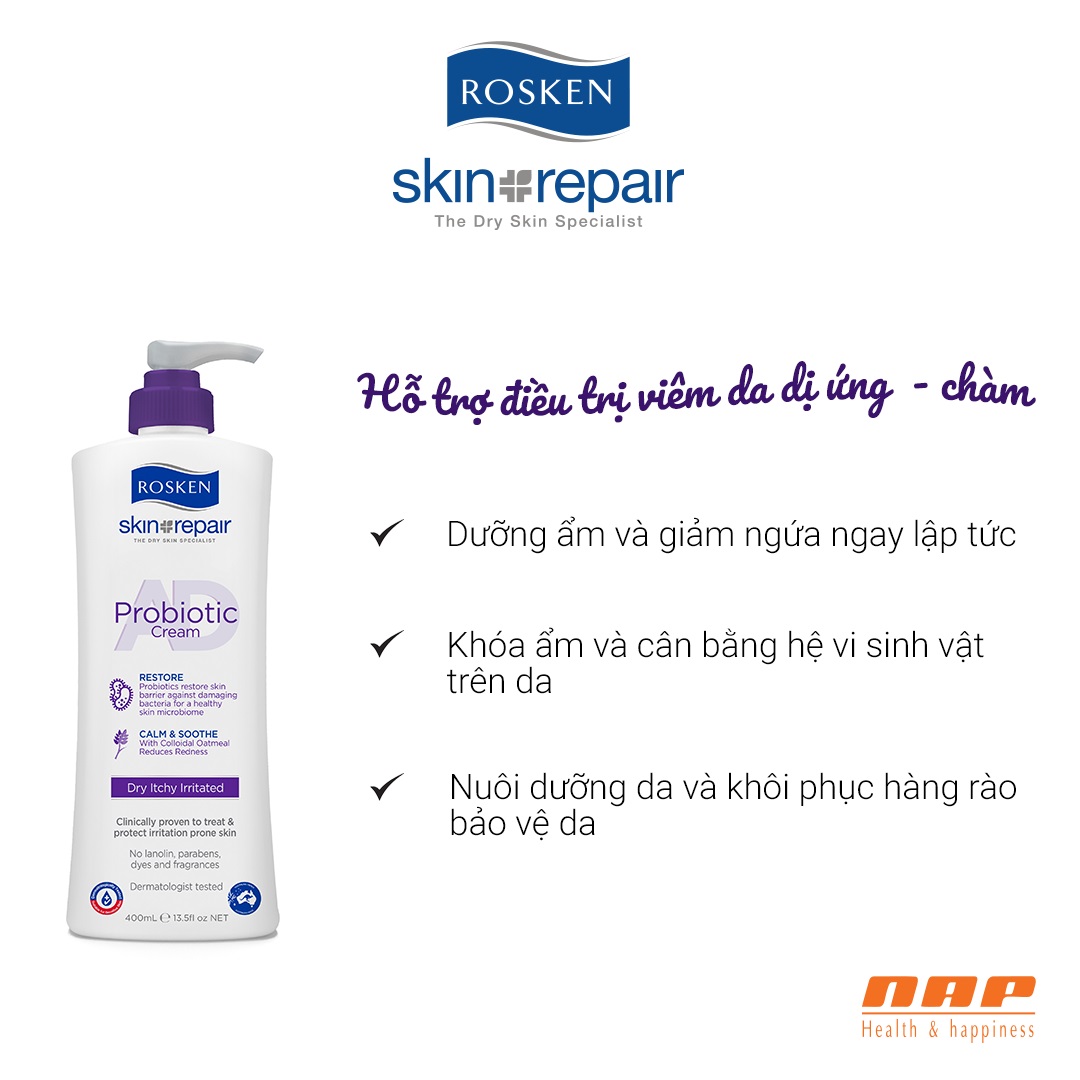 Kem chăm sóc da chàm sữa Rosken AD Probiotic 400ml