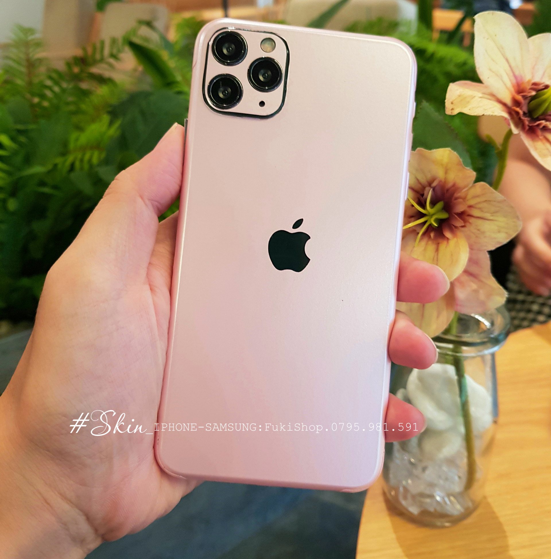 Tấm dán Skin iPhone màu Pink Sakura cho 13 Pro Max , 12 Pro Max , 11 Pro Max , XS MAX , X , XS , 7Plus - FukiShop