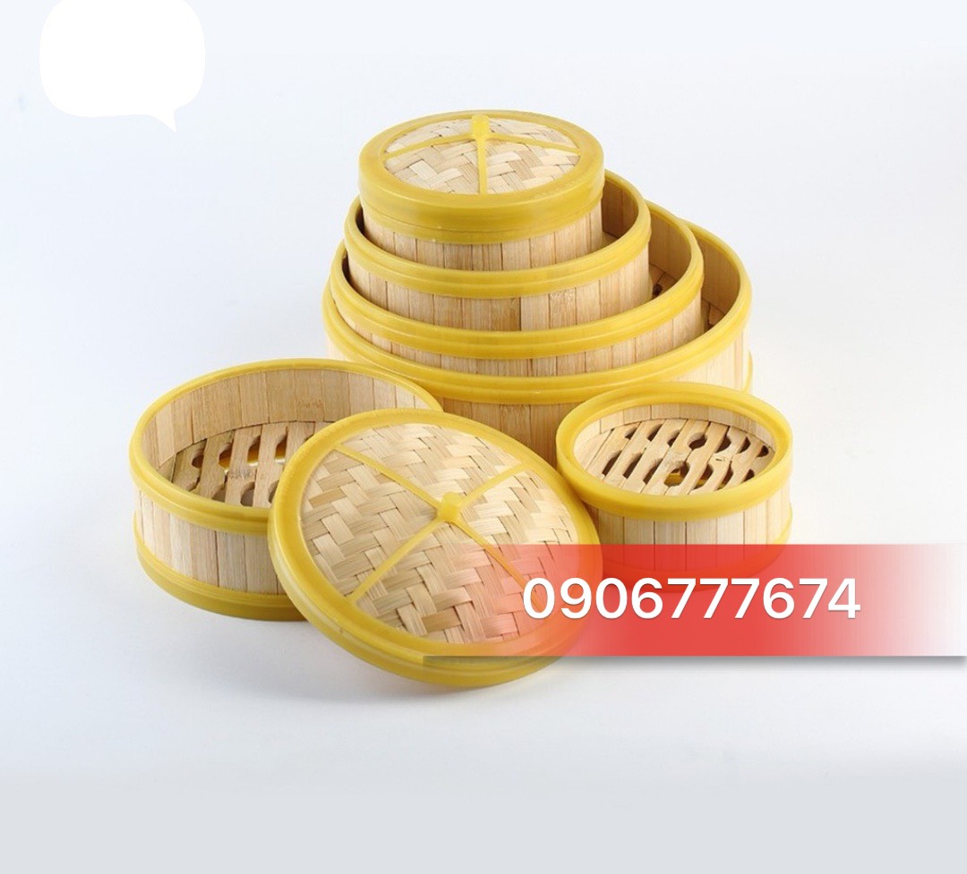 Xửng / lồng hấp bánh bao và há cảo bằng tre viền nhựa