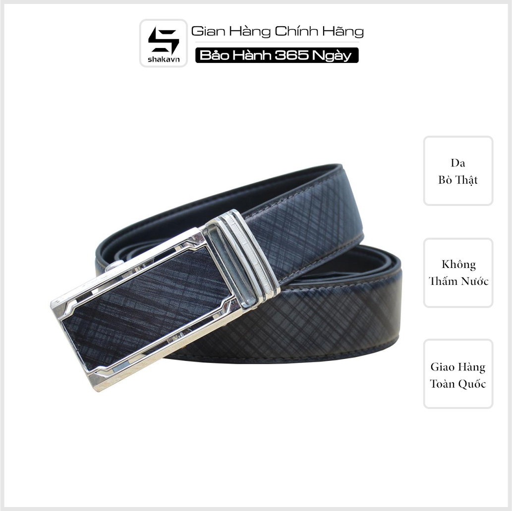 Thắt Lưng Da Bò Nam Shakavn SK510 (đen vân)