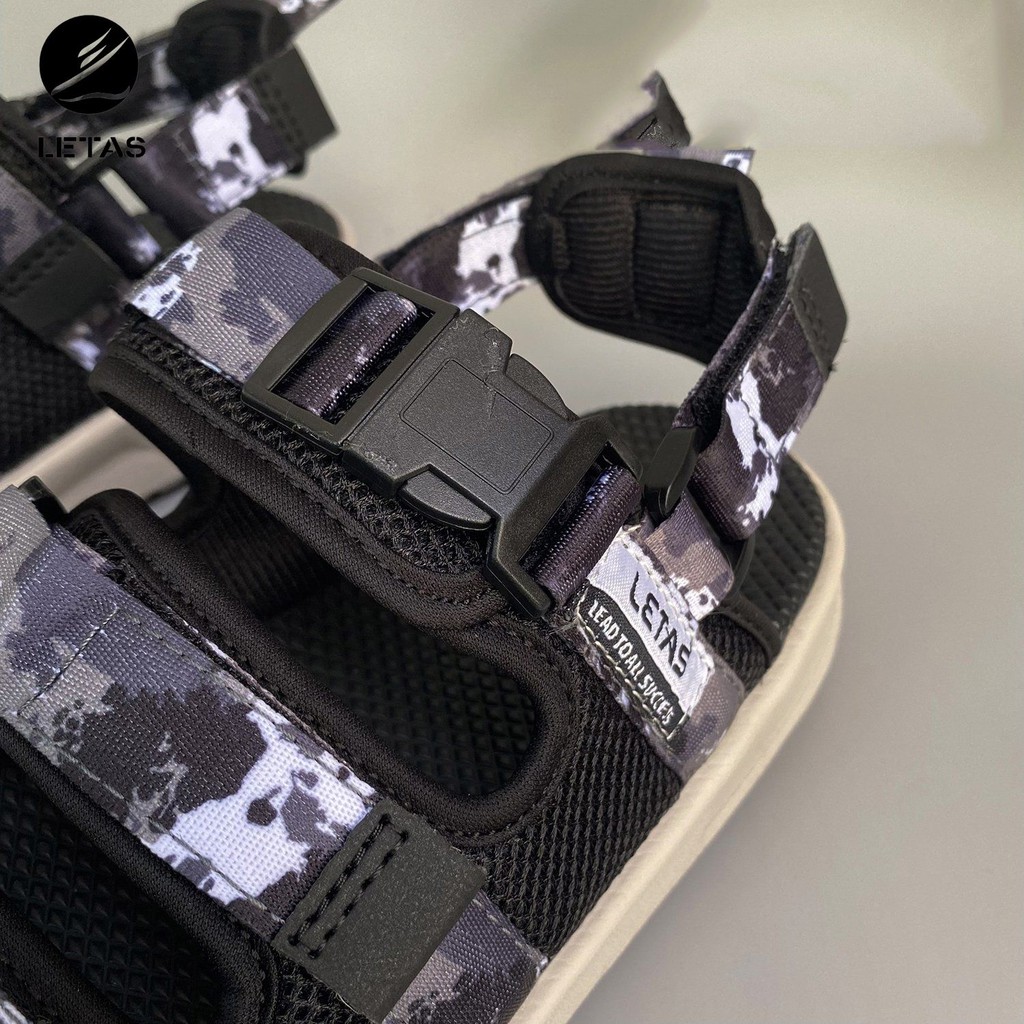 Sandal Nữ,Nam Cá Tính Letas D1003 Đen Camo