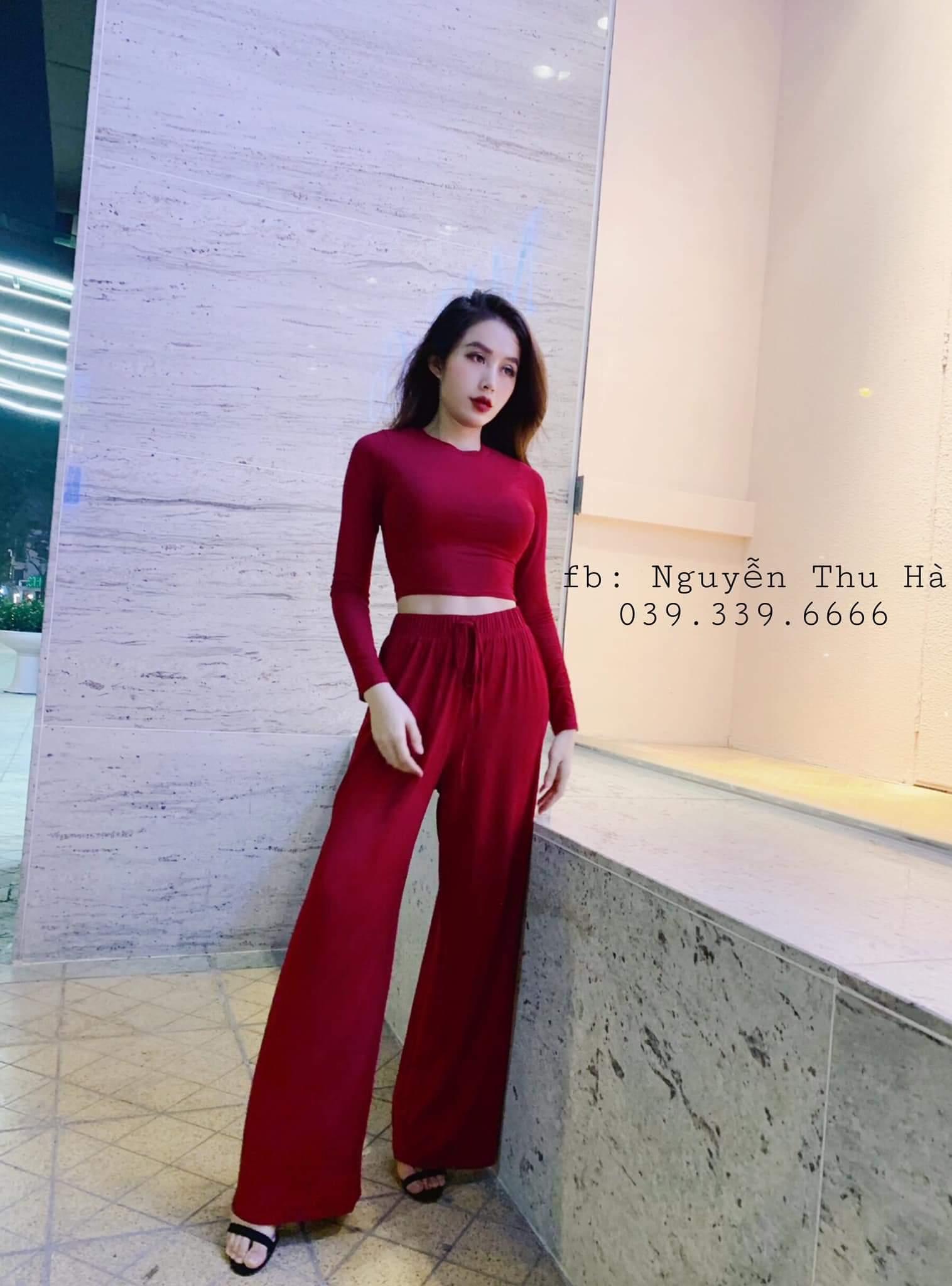 sét áo thun croptop quần ống suông