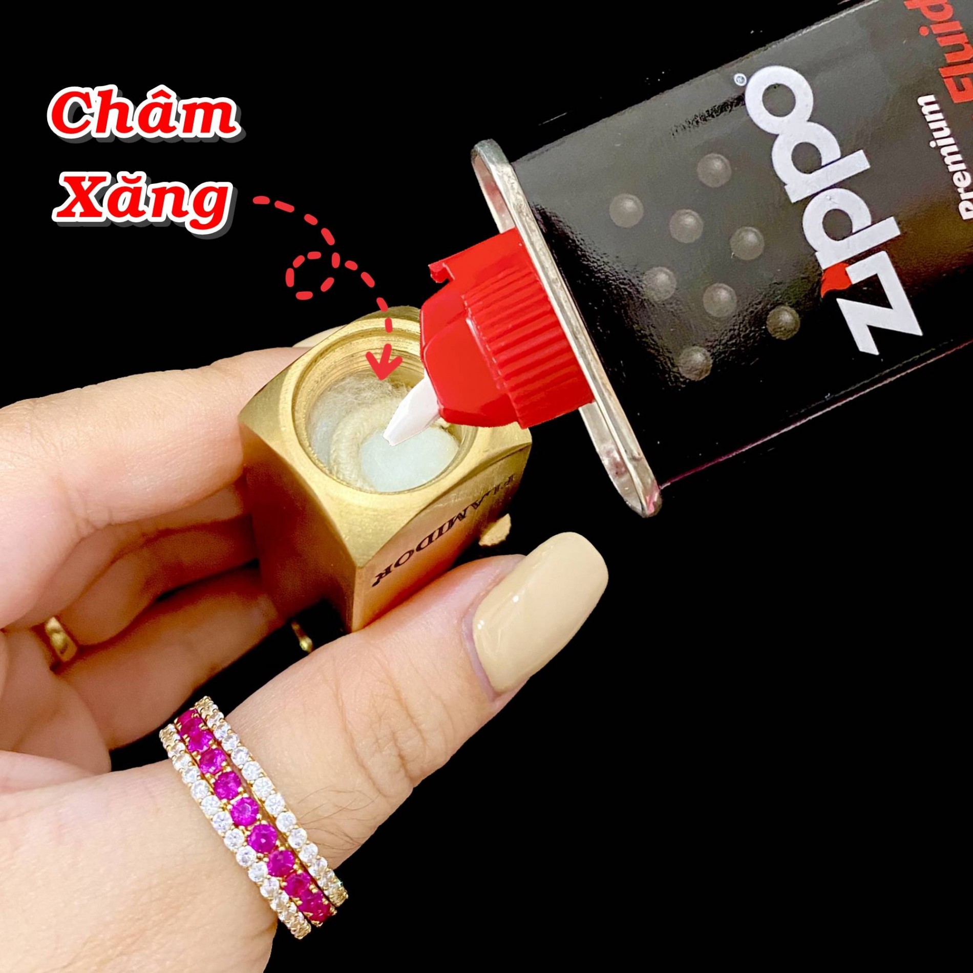 BẬT LỬA XĂNG ĐÁ KIM LOẠI NGUYÊN KHỐI FLAMIDOR LỬA 2 CHIỀU