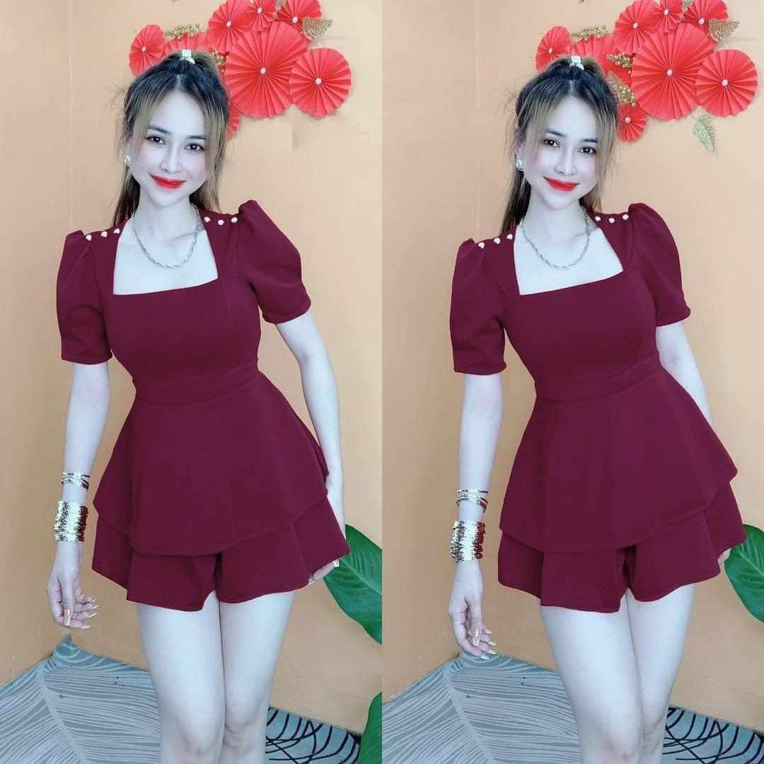 SÉT BỘ ĐÙI VÁY - VAI ÁO PHỐI NÚT XINH XẮN