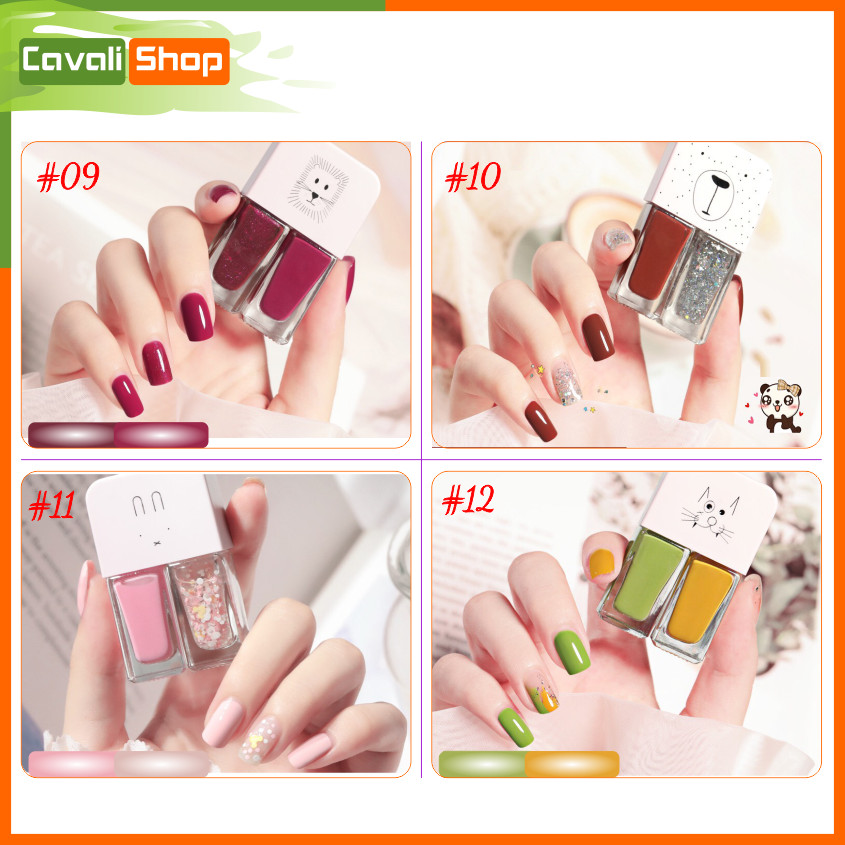 [HOT TREND] Set 2 chai sơn móng tay nhũ + lì – CAVALI – Dung tích 2*6ml nhỏ gọn nhiều màu xinh xắn cho bạn lựa chọn ( MUA 3 TẶNG 1 )