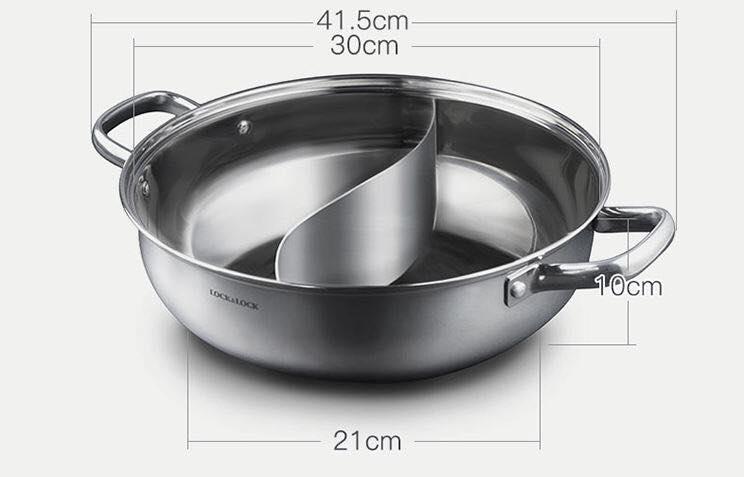 Nồi lẩu Inox 2 ngăn Lock&Lock 28cm LCM2288