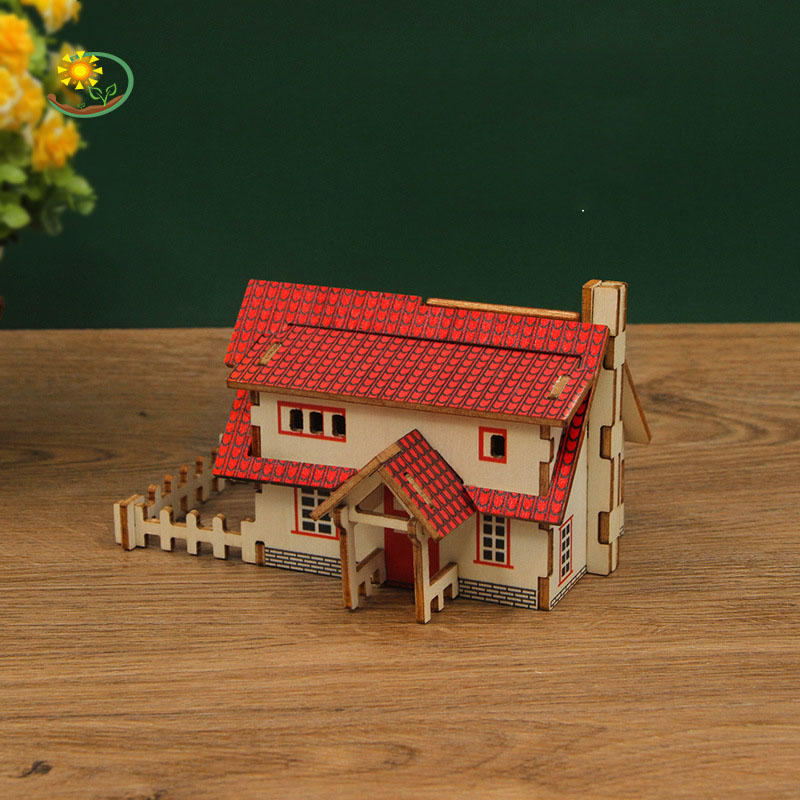 Đồ chơi lắp ráp gỗ 3D Mô hình Nhà Ranch House Laser