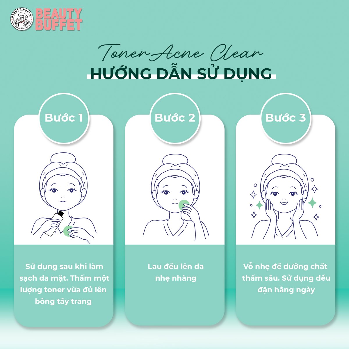 Toner dành cho da dầu mụn Beauty Buffet Acne Clear 100ml