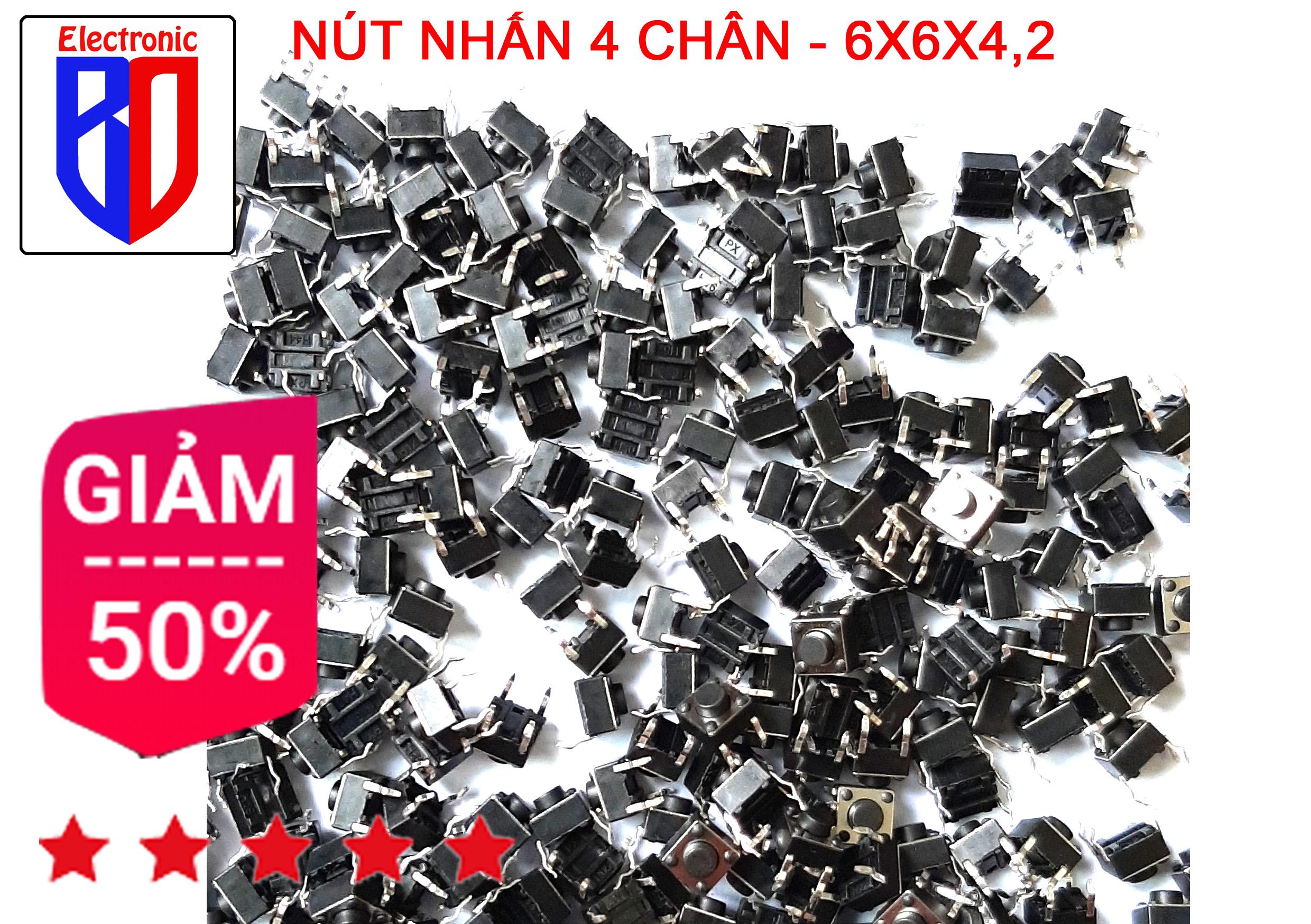 Nút Nhấn Công Tắc 6 X 6 X 5mm 4 CHÂN MỚI  COMBO 15 CHIẾC
