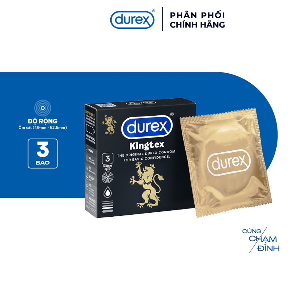 Bao Cao Su Durex Kingtex Ôm Sát Bôi Trơn Size 49mm Kingtex Hasaki Sản Phẩm Chính Hãng
