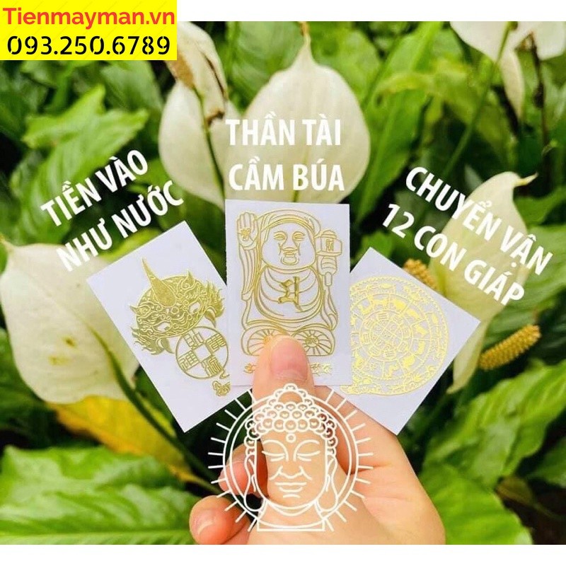 Sét 3 Linh Phù dán điện thoại 12 CON GIÁP - T'IỀN VÔ NHƯ NƯỚC - THẦN TÀI GIỮ CỦA ý nghĩa may mắn phong thủy