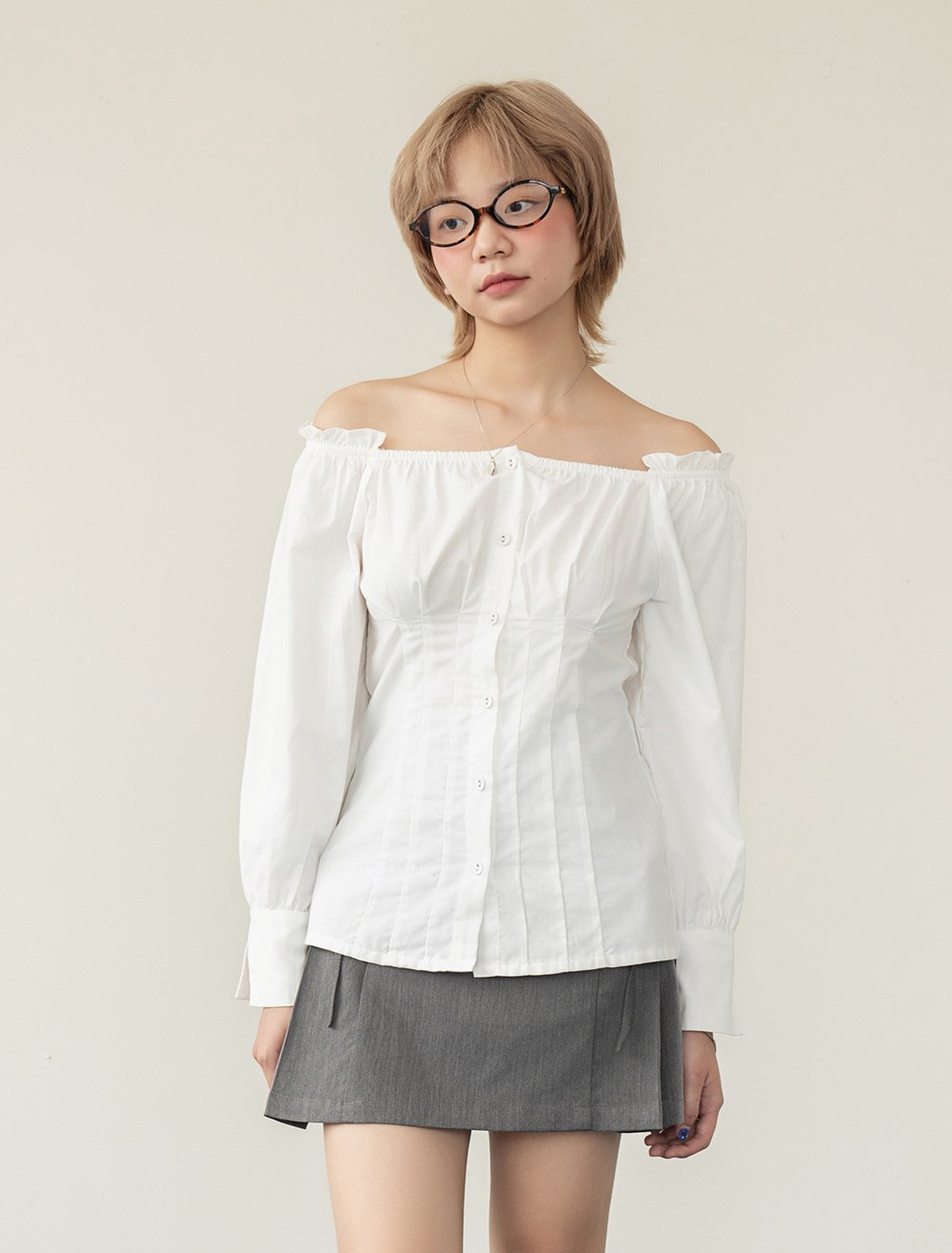 BLEUBIRD Áo trễ vai xếp ly dáng ôm Chloe Top