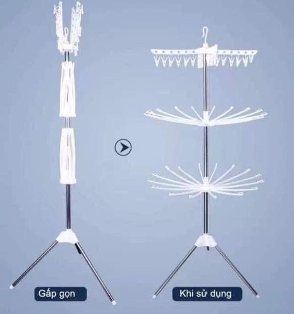 cay phơi quàn ao, giá phơi quần áo gấp gọn, cây phơi quần áo 3 tầng đa năng dùng phơi đồ cho trẻ sơ sinh - Gia dụng thông minh HD