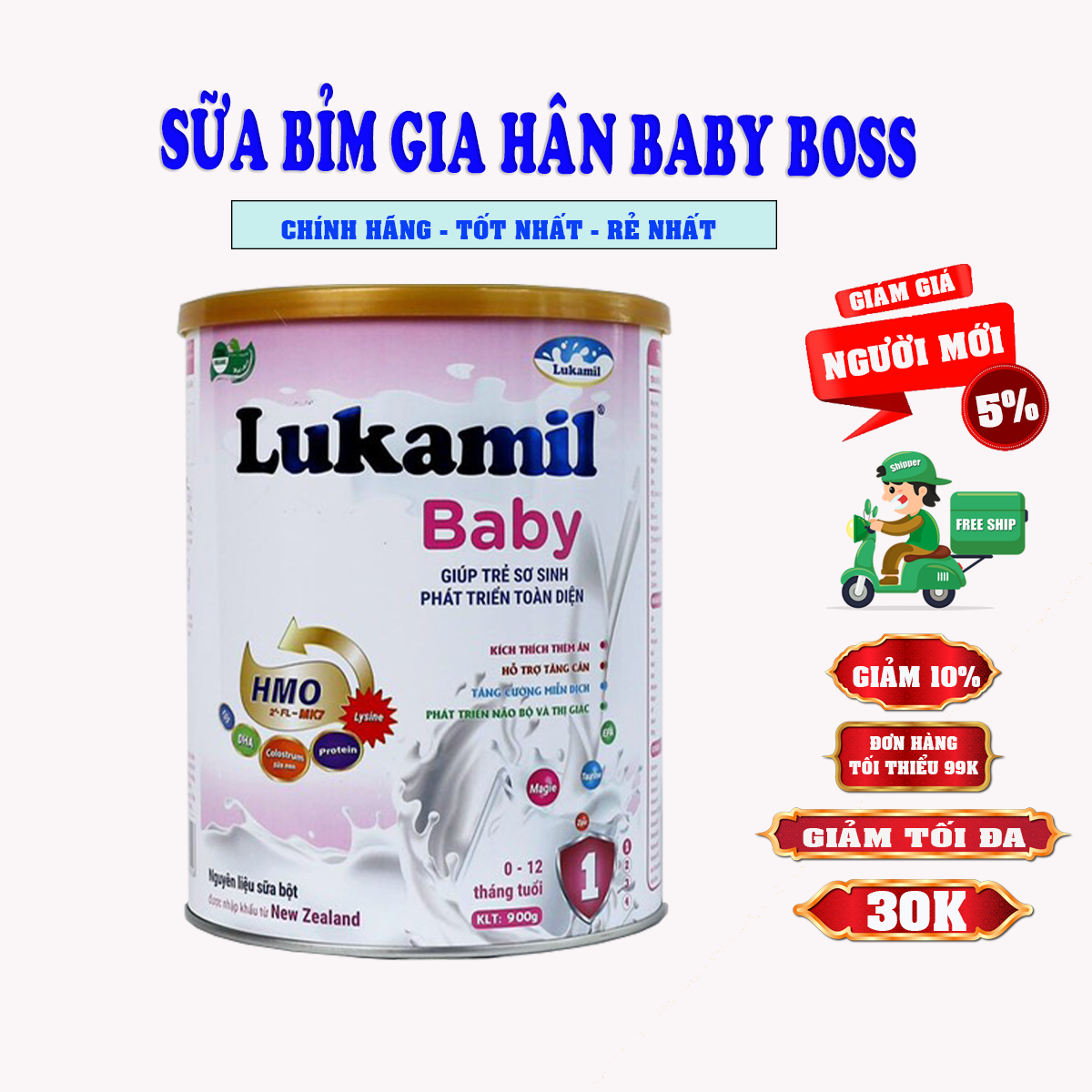 Sữa dinh dưỡng lukamil baby 900g dành cho trẻ 0-12 tháng