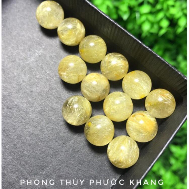 1 Hạt đá lẻ thạch anh tóc vàng size 11 li loại đẹp