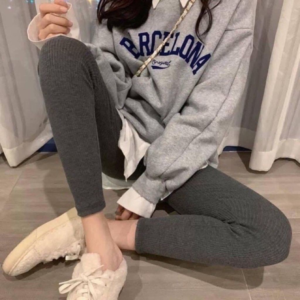Quần Legging Nữ Len Tăm Thêu Mickey