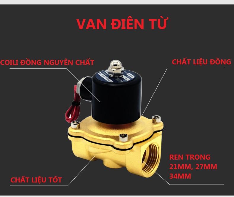 Van điện từ 220v 2w-160-15 ren 21mm tốt - điện 220v/ điện 24v