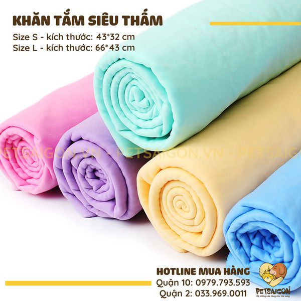 KHĂN TẮM SIÊU THẤM CHO CHÓ MÈO