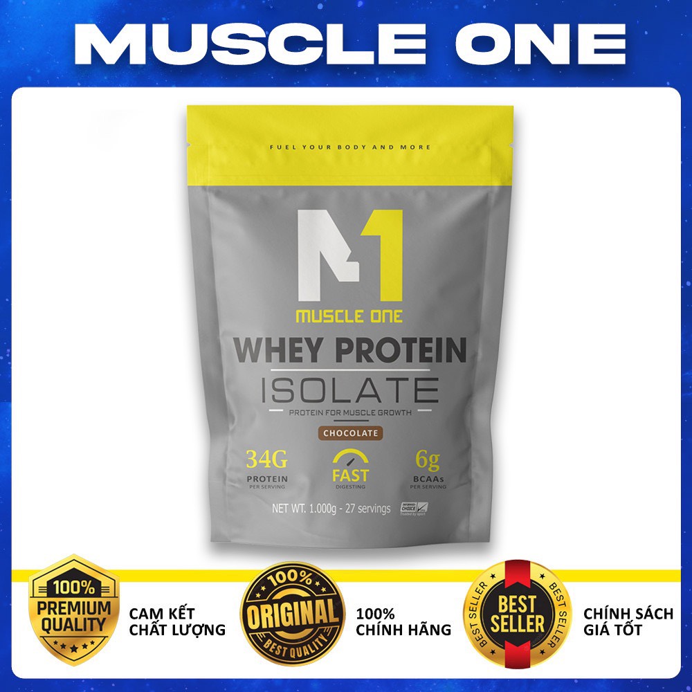 Sữa tăng cơ giảm mỡ, whey protein isolate MUSCLE ONE 2kg (combo 2 túi tặng quà)