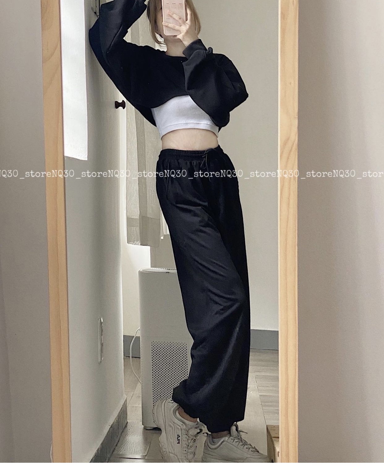 Set Quần Jogger Trơn + Set 2 Món Áo Croptop Đắp Chepo