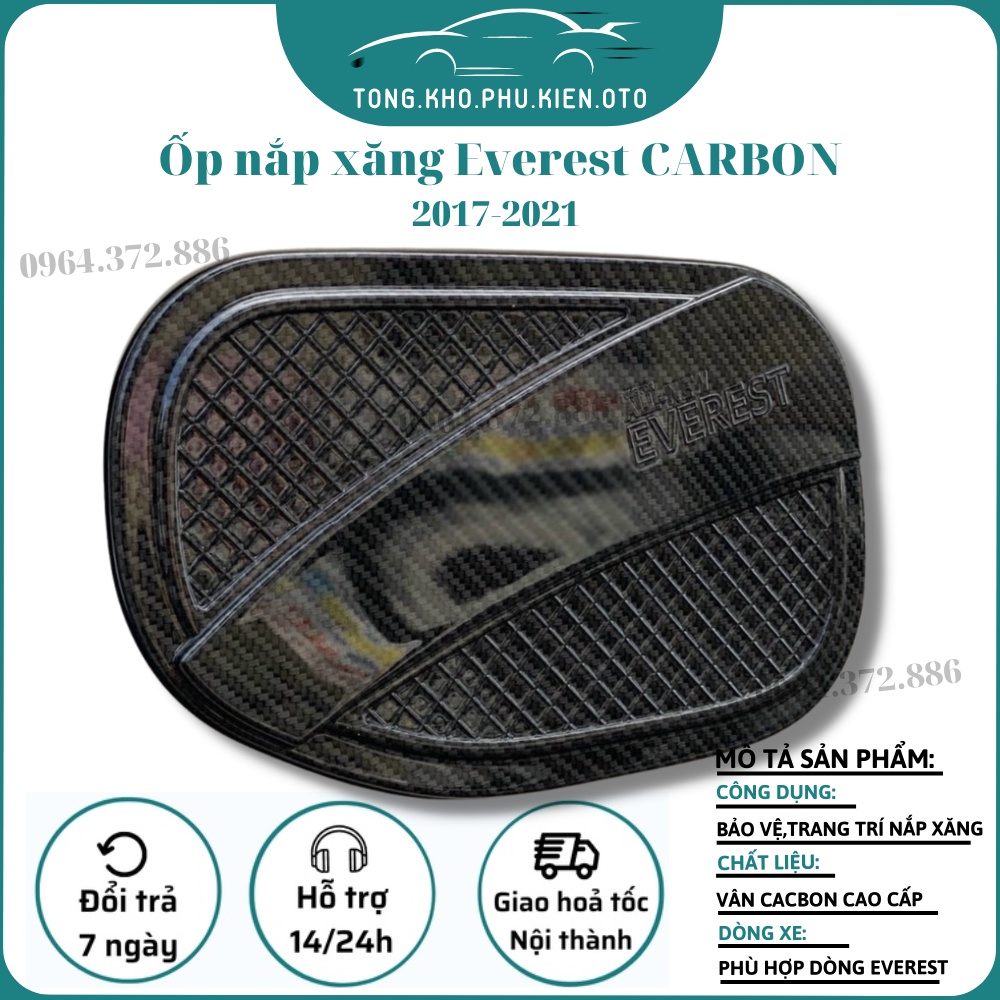 Ốp nắp bình xăng carbon xe ford everest 2017 - 2020, 2021 vân cacbon cao cấp