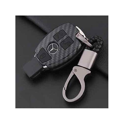 Ốp chìa khóa Mercedes Benz carbon cao cấp kèm móc khóa