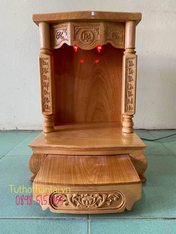 Bàn thờ thần tài cột vuông 40 x 60cm - Gỗ Gõ Đỏ